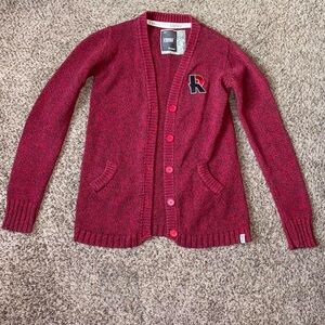 Red Rose Human Institute of Technology cardigan sweater with pockets